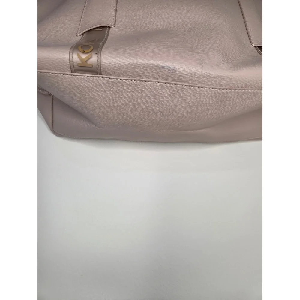Michael Kors Blush Pink Vegan Leather Tote Bag with Clear Logo Straps